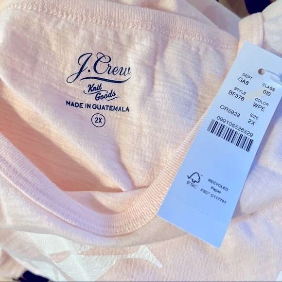 J. Crew Fitted "Kiss Me" Cotton Crewneck T-shirt Soft Pink Sz 2X New With Tag - Picture 8 of 8